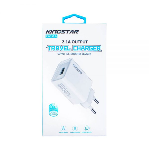جعبه شارژر کینگ استار مدل KW151 A به همراه کابل میکرو یو اس بی